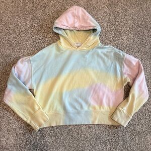 Frankies Bikinis Cropped Pastel Tie-Dye Hoodie